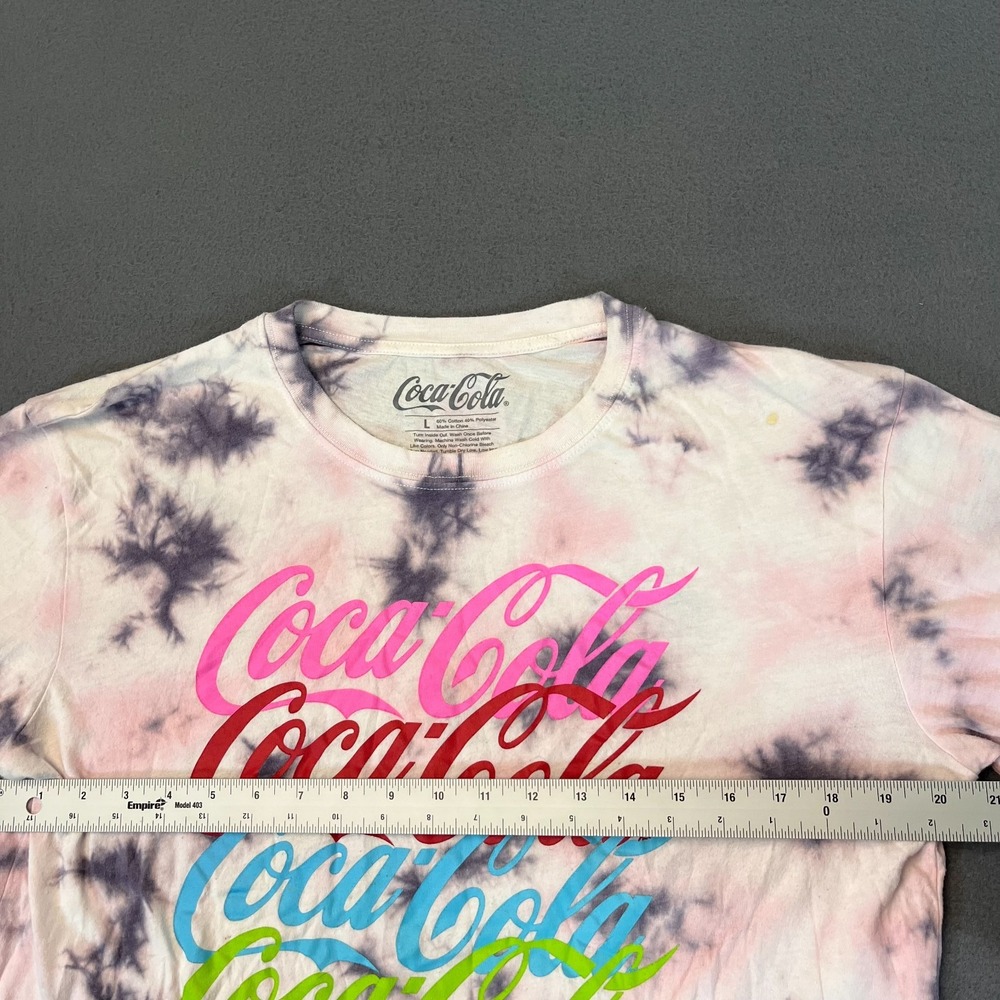 Coca Cola Shirt Womens Large Tie Dye Tee Cotton Long Sleeve Coke Logo Xmas - Picture 4 of 10